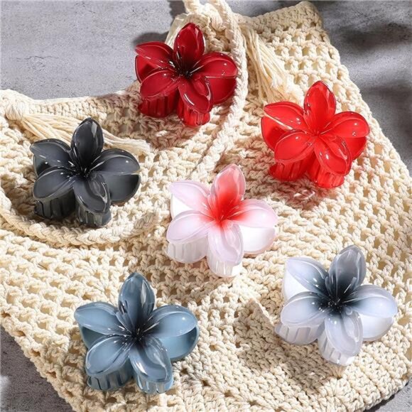 Flower Hair Clips 6 PCS Large Claw Clips for Thick Thin Hair Summer Vacation Gir - Picture 3 of 7